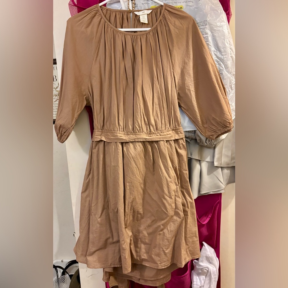 H&M tan quarter-Sleeve Dress